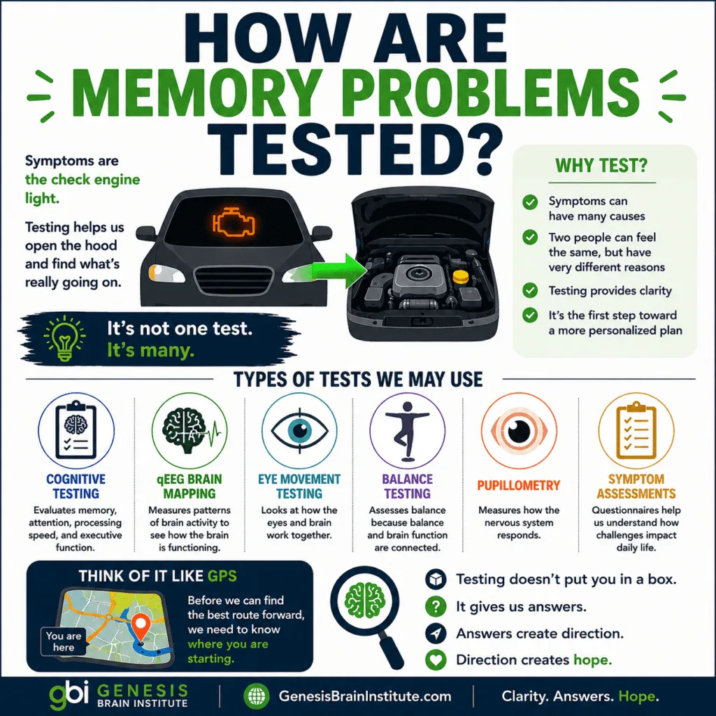 How are memory problems tested
